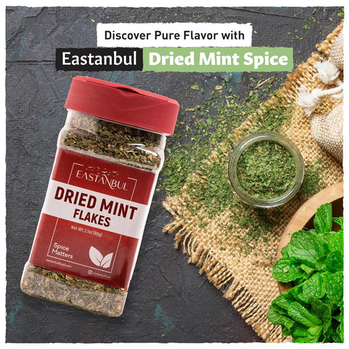 Eastanbul Dried Mint Leaves 2.1oz,%100 Natural Dried Peppermint Leaves Freshly Picked Mint Tea Loose Leaf, Crushed Mint Leaves, Spearmint Leaf, Pe...